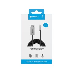 "Sandberg USB-C to DisplayPort Cable 2M - High-Quality, Reliable Connectivity – Model 136-51"